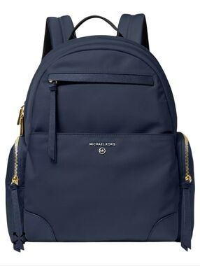 Michael Kors Navy Nylon Backpack with Gold Hardware